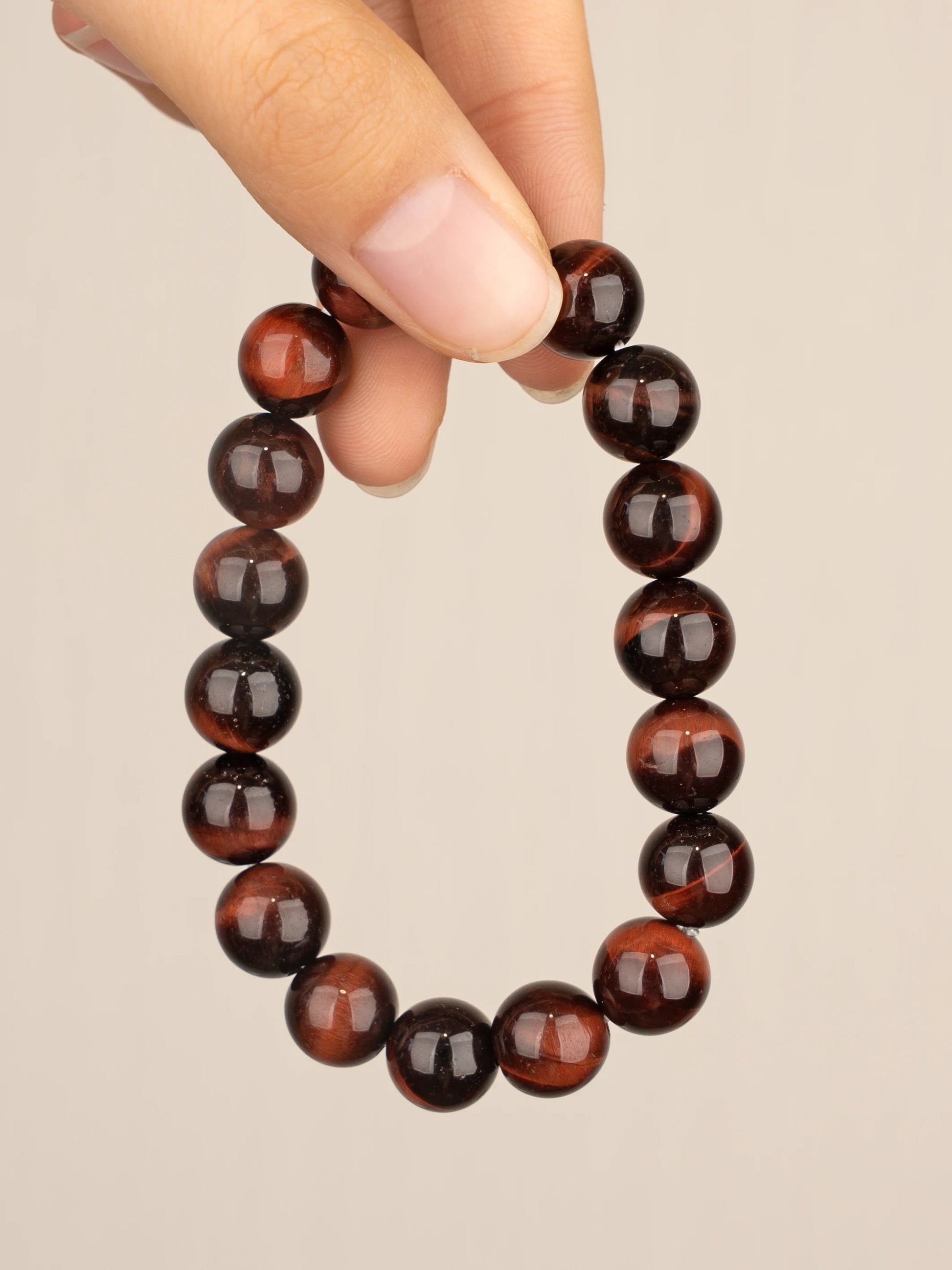 SENLLY Ember Strength - Natural Red Tiger Eye 10mm Beaded Bracelet, Handmade Gemstone Jewelry for Confidence, Motivation & Focus