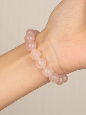 SENLLY Gentle Rose - 10mm Natural Rose Quartz Beaded Bracelet, Handmade Stone Jewelry for Love, Calm & Emotional Healing