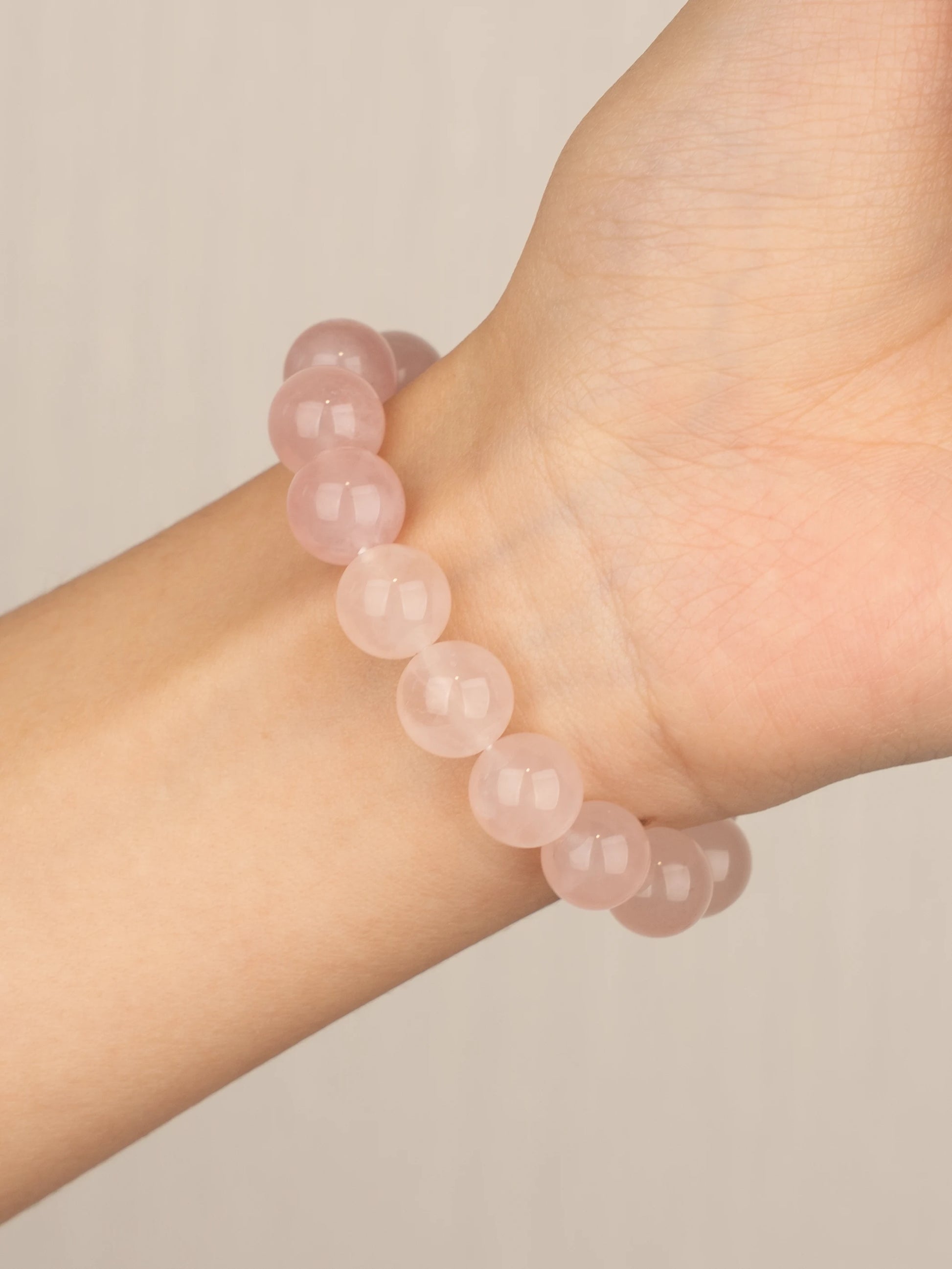 SENLLY Gentle Rose - 10mm Natural Rose Quartz Beaded Bracelet, Handmade Stone Jewelry for Love, Calm & Emotional Healing