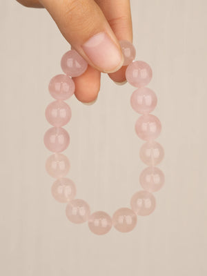 SENLLY Gentle Rose - 10mm Natural Rose Quartz Beaded Bracelet, Handmade Stone Jewelry for Love, Calm & Emotional Healing
