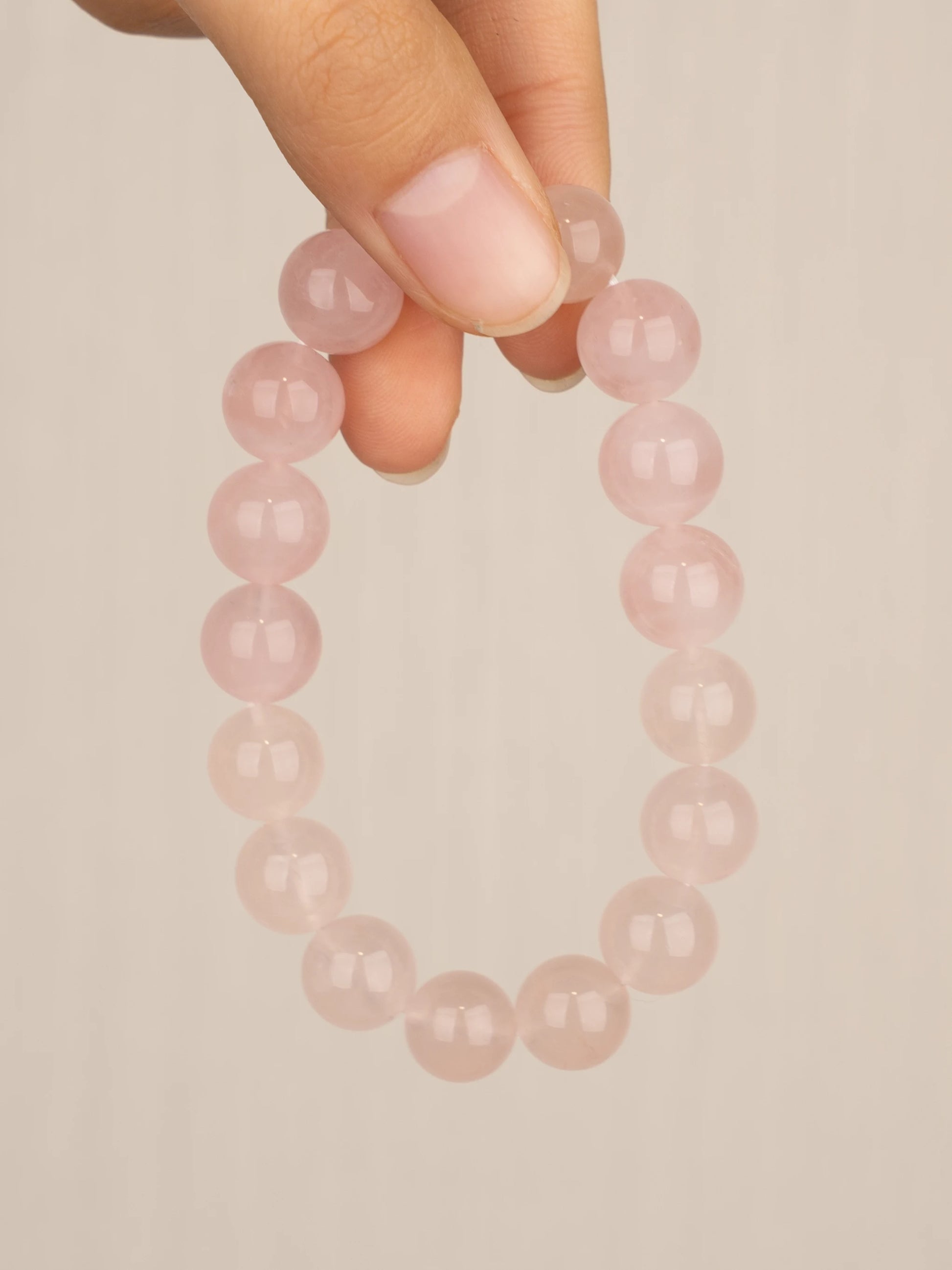 SENLLY Gentle Rose - 10mm Natural Rose Quartz Beaded Bracelet, Handmade Stone Jewelry for Love, Calm & Emotional Healing