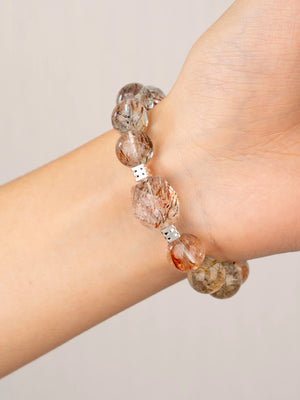 SENLLY Crystal Horizon - Beaded Stretch Bracelet with Natural Black Gold Super Seven, Handcrafted Natural Stone Jewelry for Clarity, Balance & Inner Strength