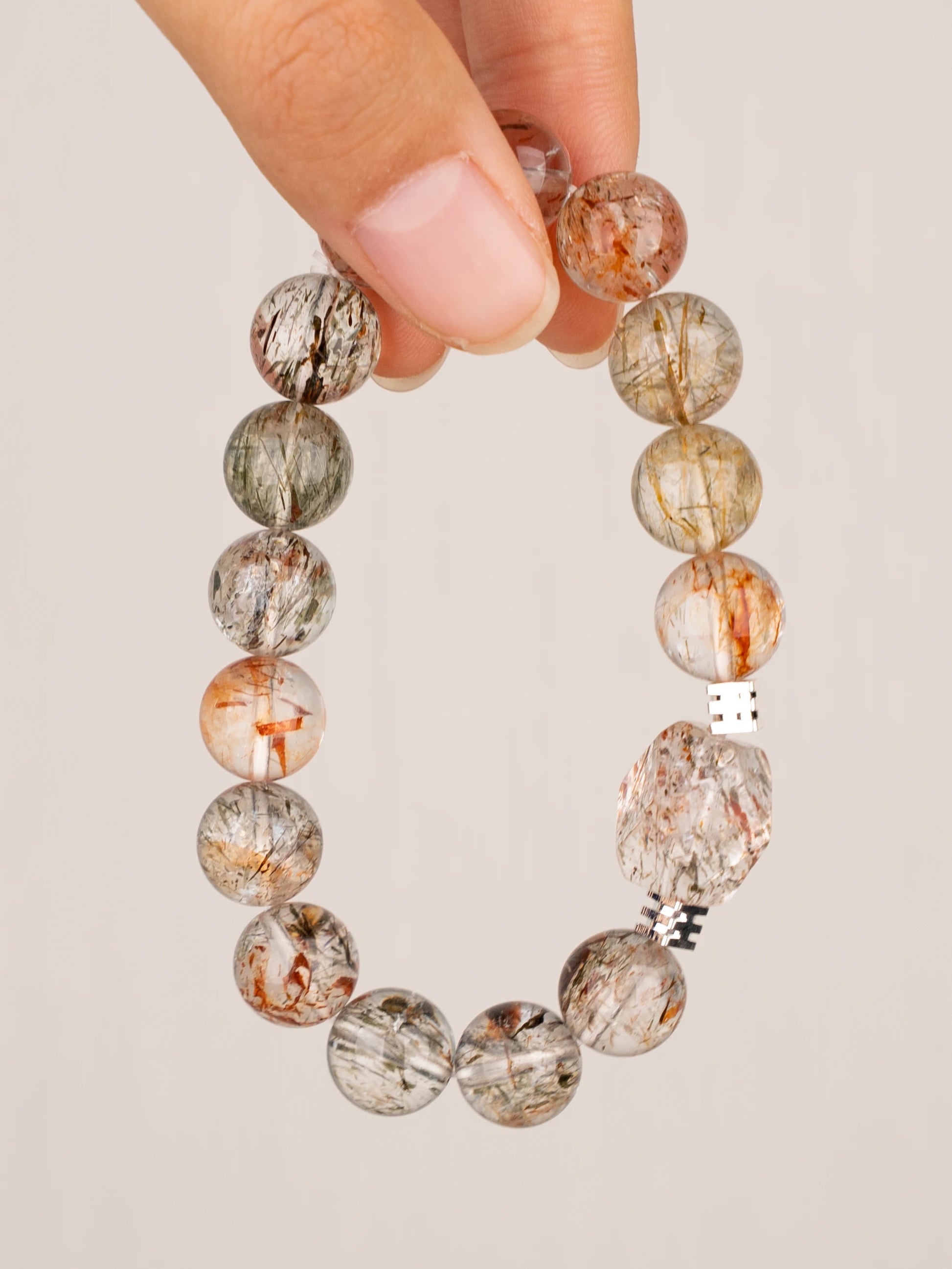 SENLLY Crystal Horizon - Beaded Stretch Bracelet with Natural Black Gold Super Seven, Handcrafted Natural Stone Jewelry for Clarity, Balance & Inner Strength