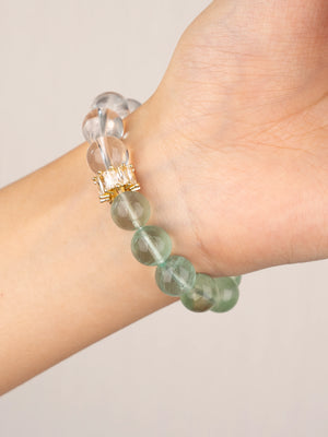 SENLLY Mind Clarity Green - Beaded Stretch Bracelet with Green Fluorite & Clear Quartz, Handmade Natural Stone Jewelry for Focus, Balance & Clean Energy