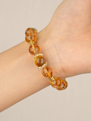 SENLLY Golden Tiger Glow - Beaded Stretch Bracelet with Citrine & Gold Tiger Eye Accent, Handmade Natural Stone Jewelry for Confidence, Vitality & Positive Energy