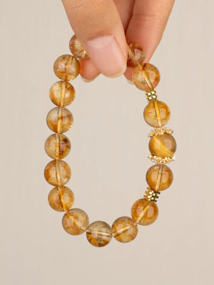 SENLLY Golden Tiger Glow - Beaded Stretch Bracelet with Citrine & Gold Tiger Eye Accent, Handmade Natural Stone Jewelry for Confidence, Vitality & Positive Energy