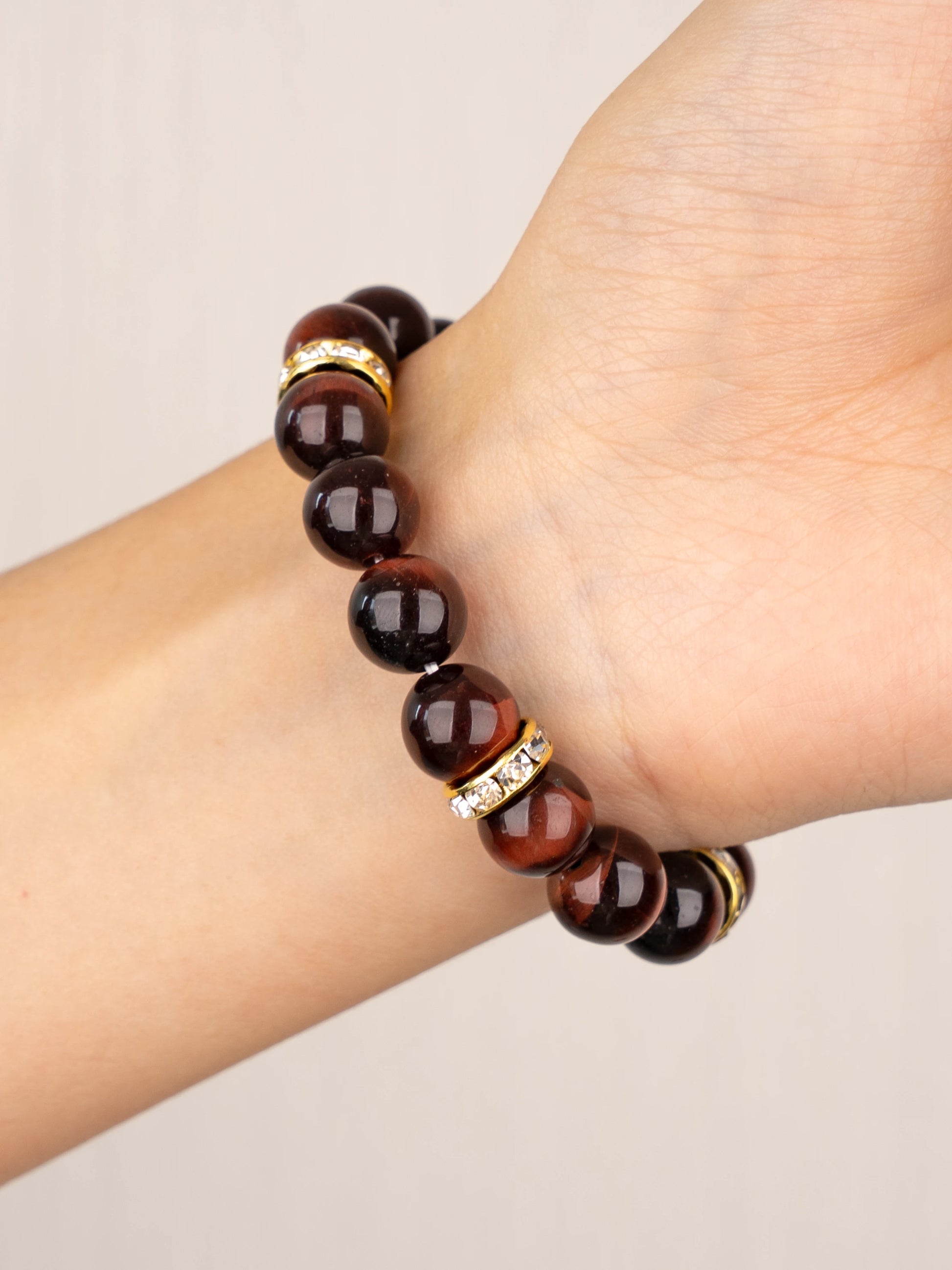 SENLLY Red Ember - Beaded Stretch Bracelet with Red Tiger Eye, Handmade Natural Stone Jewelry for Strength, Confidence & Focus