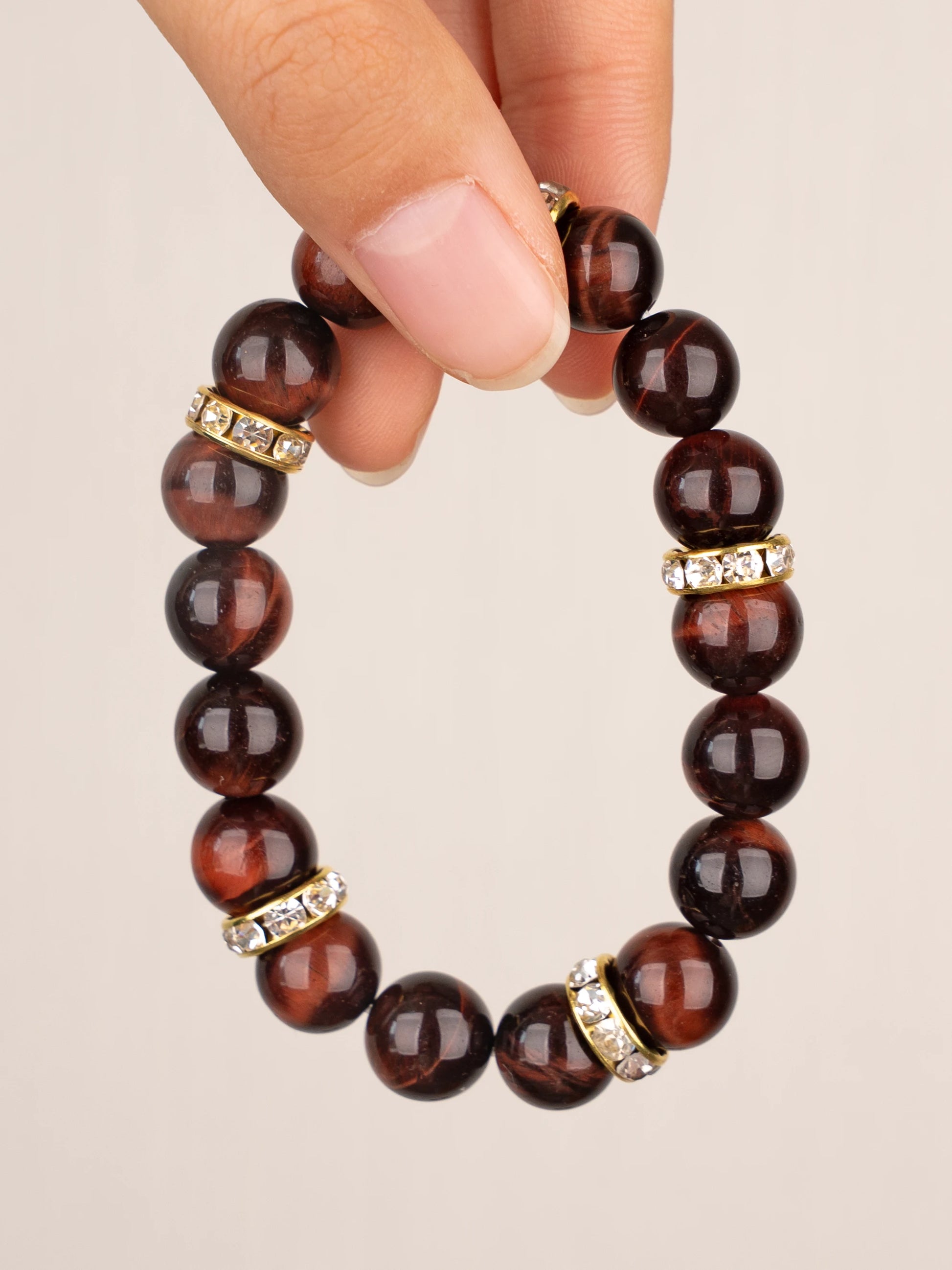 SENLLY Red Ember - Beaded Stretch Bracelet with Red Tiger Eye, Handmade Natural Stone Jewelry for Strength, Confidence & Focus