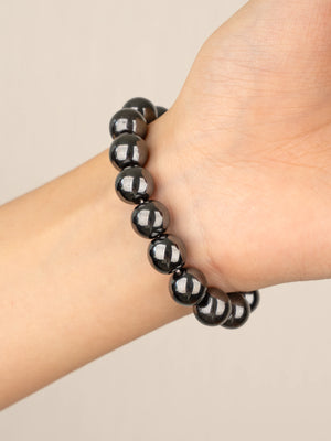 SENLLY Steel Focus - 10mm Natural Hematite Beaded Bracelet, Handmade Stone Jewelry for Grounding, Stability & Mental Clarity