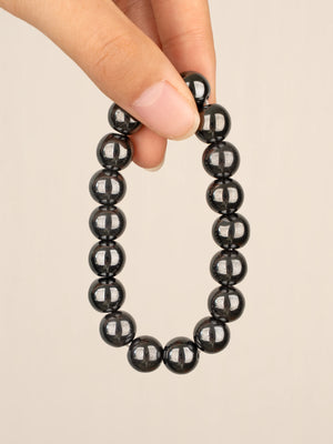 SENLLY Steel Focus - 10mm Natural Hematite Beaded Bracelet, Handmade Stone Jewelry for Grounding, Stability & Mental Clarity