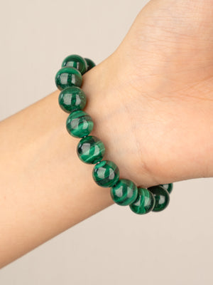 SENLLY Green Shield - 10mm Natural Malachite Beaded Bracelet, Handmade Stone Jewelry for Protection, Confidence & Personal Growth