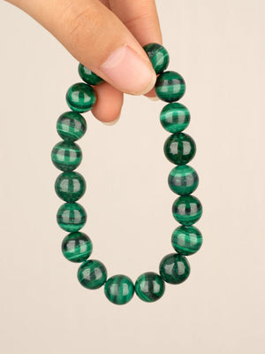 SENLLY Green Shield - 10mm Natural Malachite Beaded Bracelet, Handmade Stone Jewelry for Protection, Confidence & Personal Growth