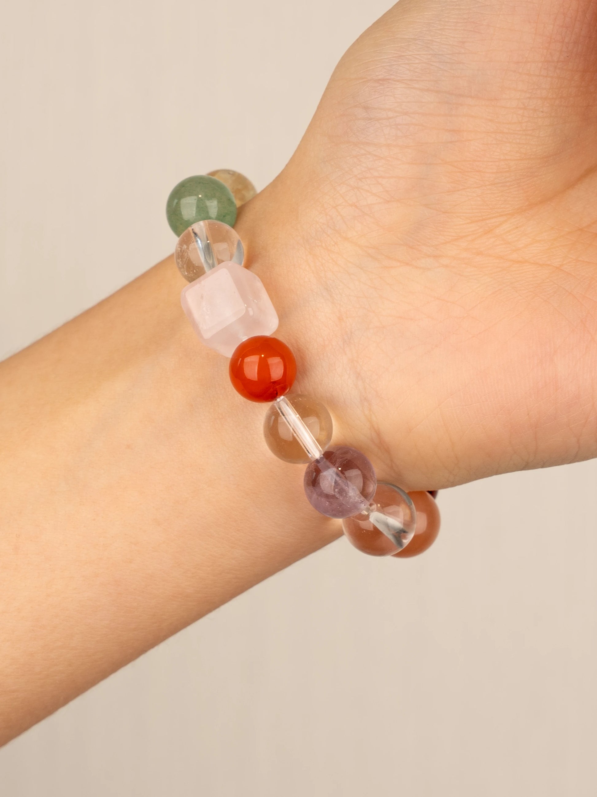 SENLLY Dawn Radiance - Multi-Gemstone Bracelet with Super Seven, Red Agate & Rose Quartz, Handcrafted Natural Stone Jewelry for Balance, Joy & Daily Energy