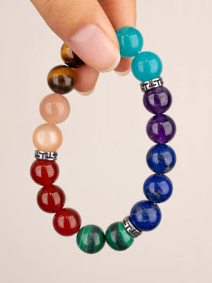 SENLLY Chakra Radiance - Beaded Stretch Bracelet with Natural 7-Chakra Gemstones, Handcrafted Natural Stone Jewelry for Energy Alignment, Balance & Inner Harmony