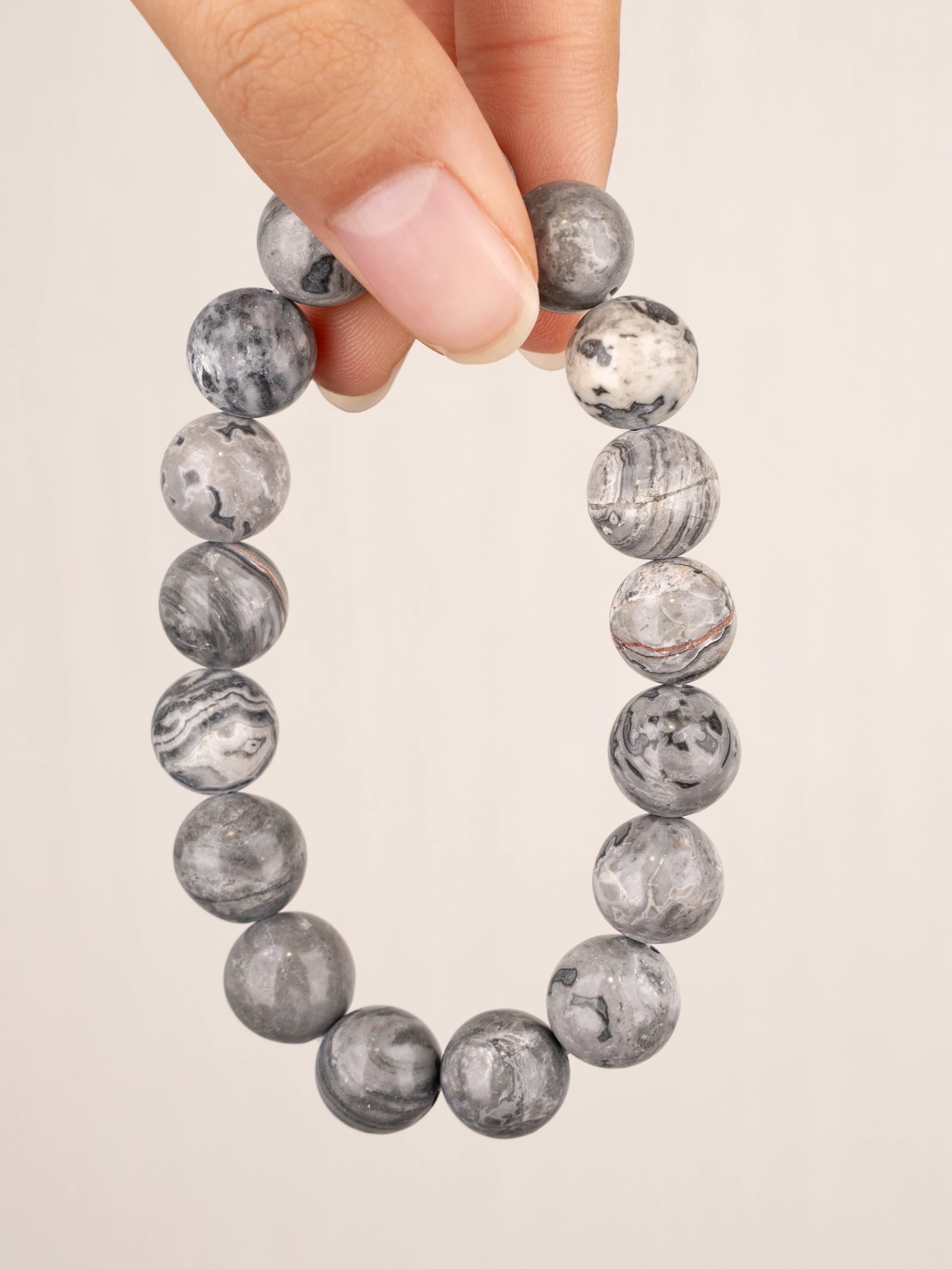 SENLLY Marble Resolve - Beaded Stretch Bracelet with Natural Picasso Jasper, Handcrafted Natural Stone Jewelry for Strength, Balance & Clarity