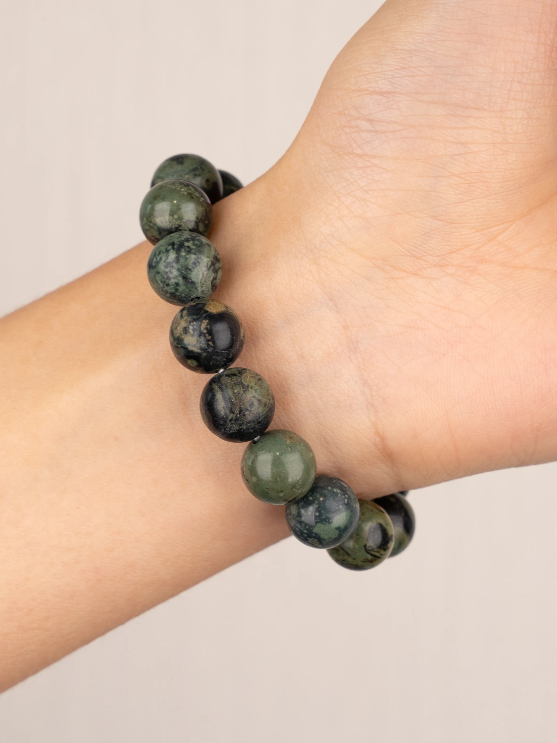 SENLLY Forest Resolve - Beaded Stretch Bracelet with Natural Dragon Bloodstone, Handcrafted Natural Stone Jewelry for Strength, Grounding & Clarity