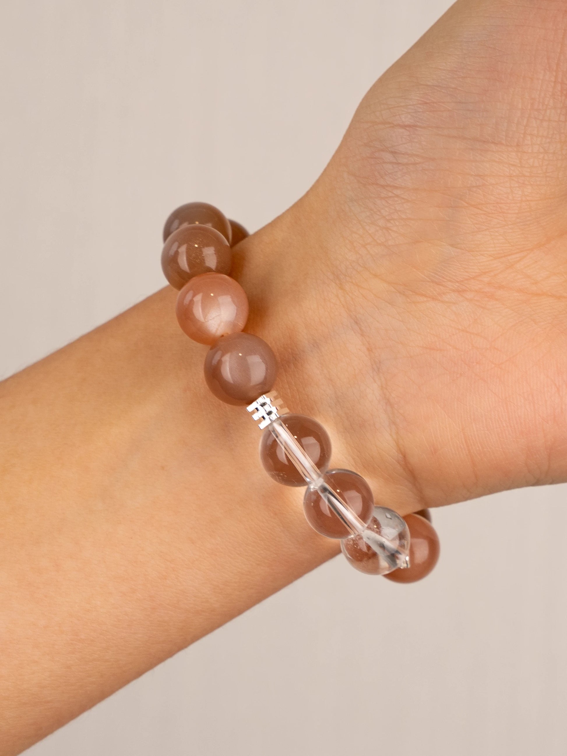 SENLLY Solar Glow - Sunstone & Clear Quartz Beaded Bracelet, Made-to-Order Natural Stone Jewelry for Warmth, Clarity & Positive Energy