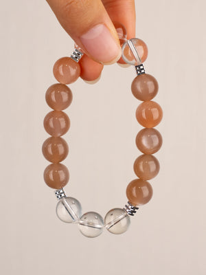 SENLLY Solar Glow - Sunstone & Clear Quartz Beaded Bracelet, Made-to-Order Natural Stone Jewelry for Warmth, Clarity & Positive Energy