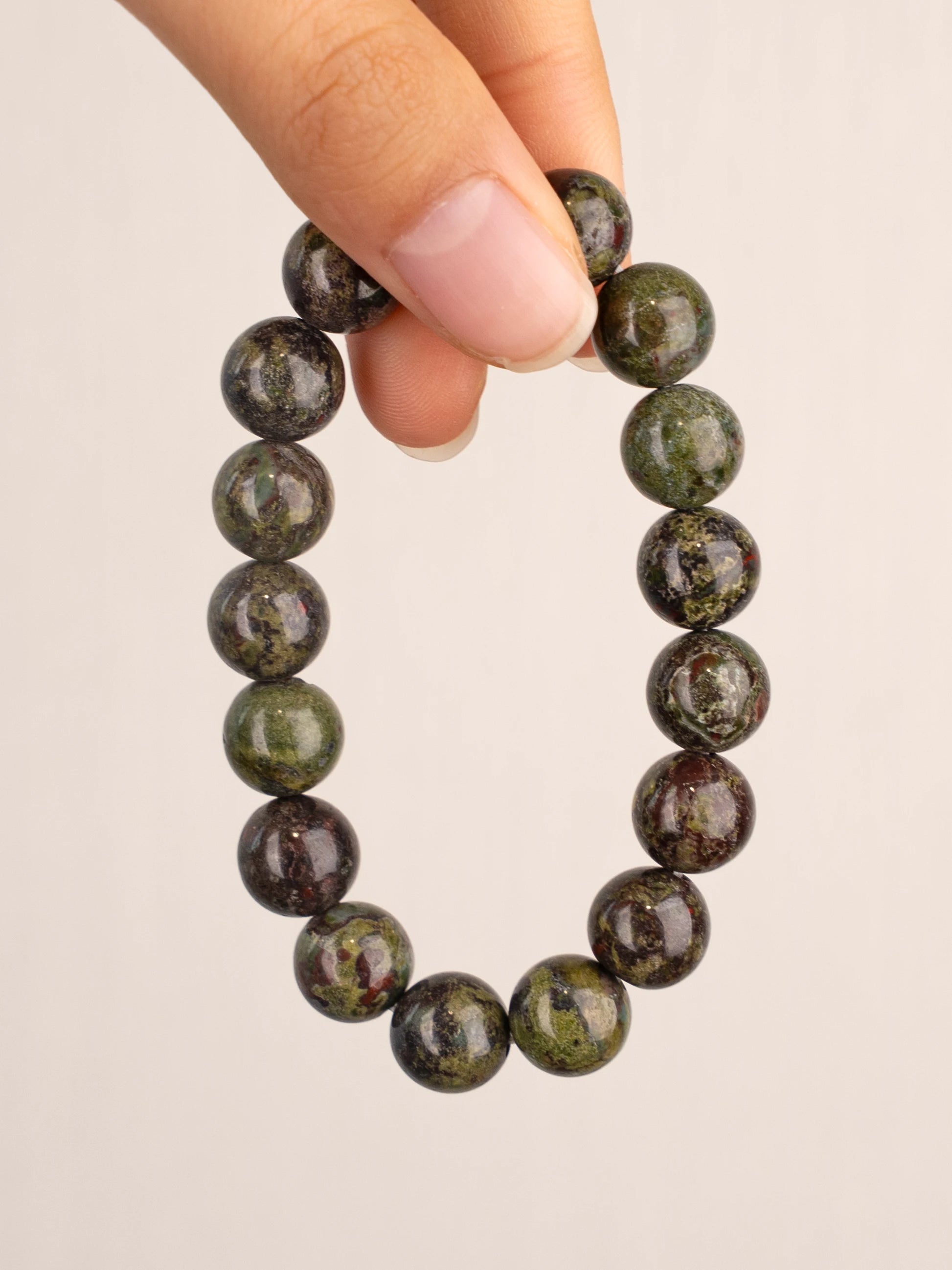 SENLLY Earth Sentinel - Beaded Stretch Bracelet with Natural Dragon Bloodstone, Handcrafted Natural Stone Jewelry for Strength, Grounding & Clarity