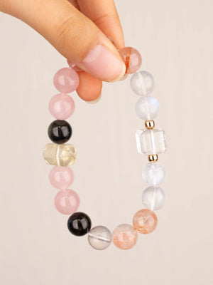 SENLLY Blush Aurara - Natural Beaded Multi-Gemstone Bracelet, Handcrafted Natural Stone Jewelry for Harmony, Clarity & Emotional Balance