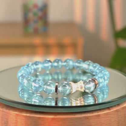 Crystal Balance Gemstone Beaded Bracelet - Aquamarine