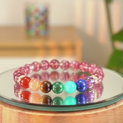 Chakra Gemstone Beaded Bracelet - 7 Chakra & Purple Cornucopia
